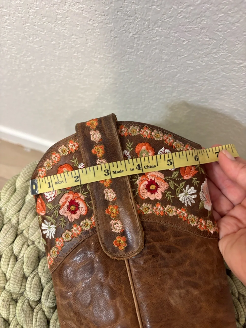 Old Gringo Pink/White Floral  Embroidered Brown Leather Cowboy Boots